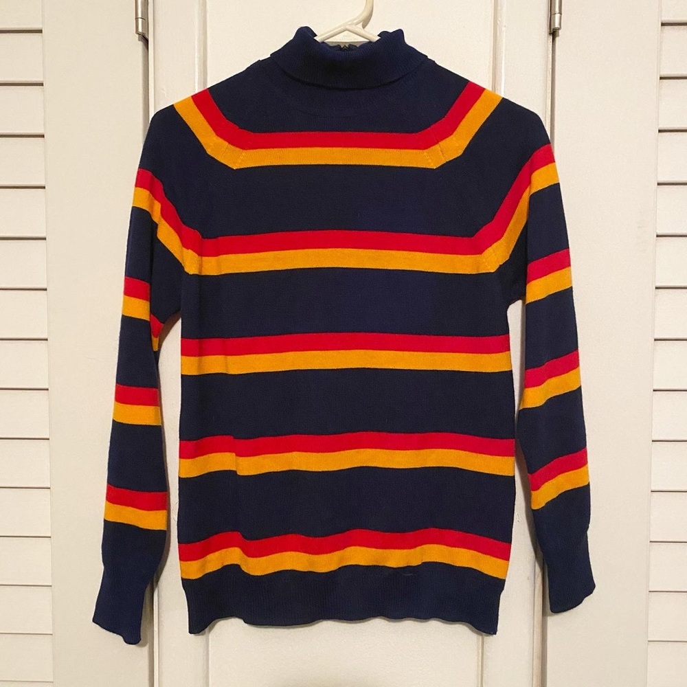 Vintage 80s Striped Turtleneck Sweater
